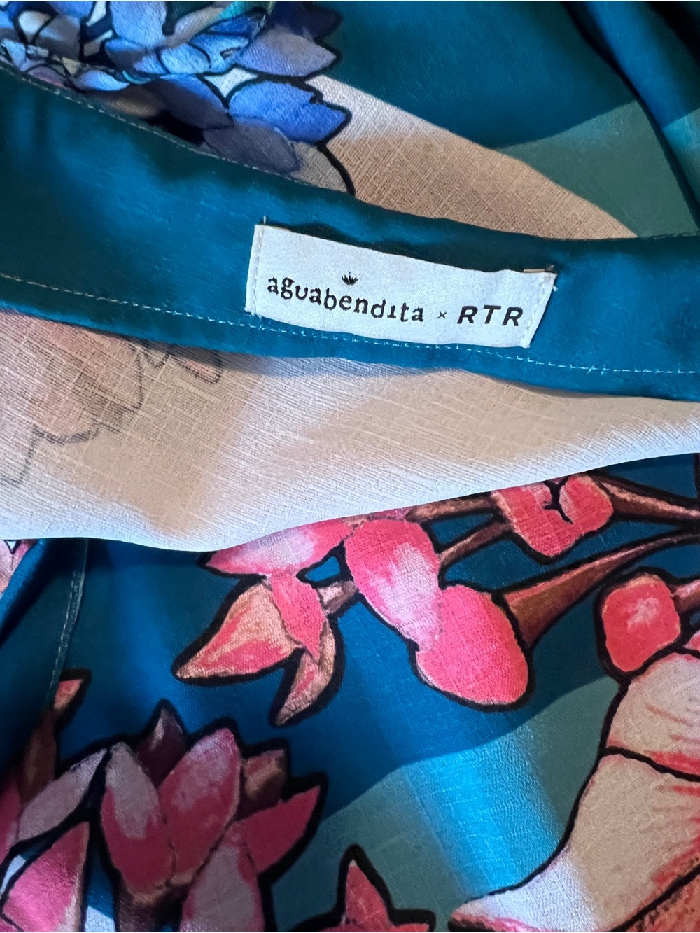 Floral Halter Maxi Dress in Teal and Pink - Picture 6 of 6